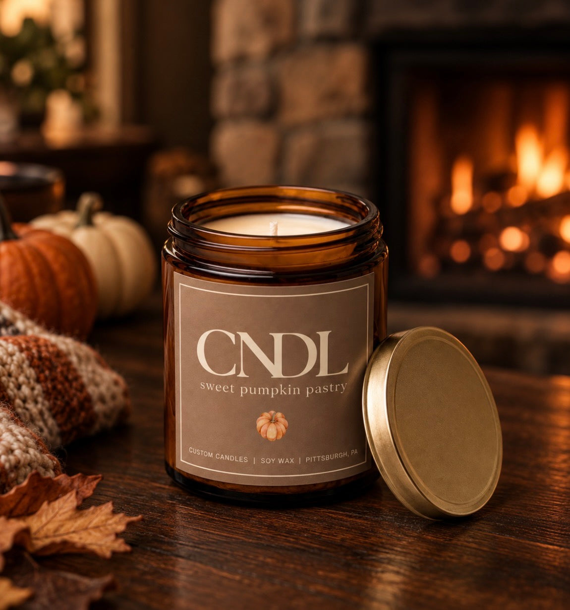Sweet Pumpkin Pastry Soy Wax Candle - 7 oz. Amber Glass Jar