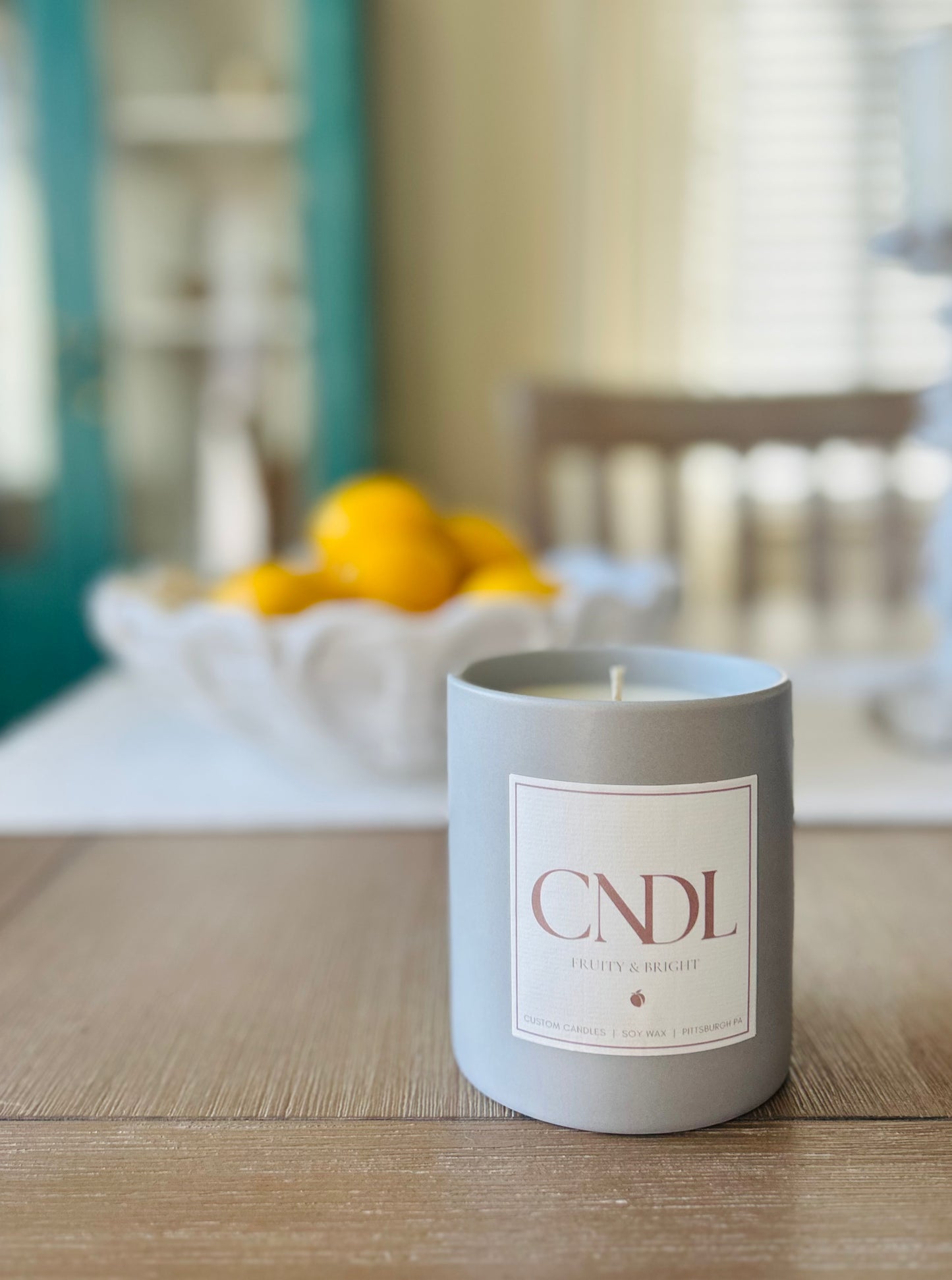 Fruity & Bright Custom Candle - 12 oz. Gray Ceramic