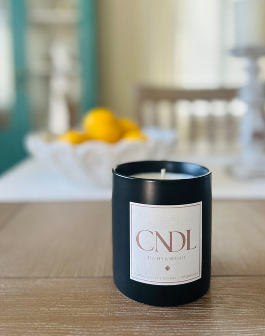 Fruity & Bright Custom Candle - 12 oz. Black Ceramic