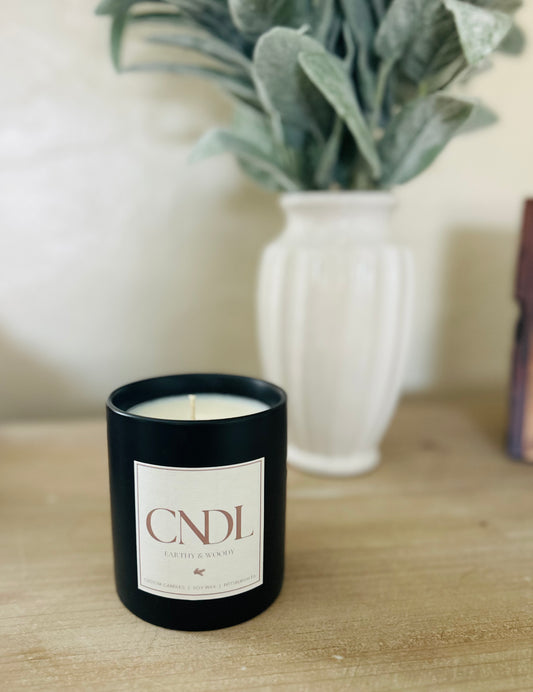 Earthy & Woody Custom Candle - 12 oz. Black Ceramic
