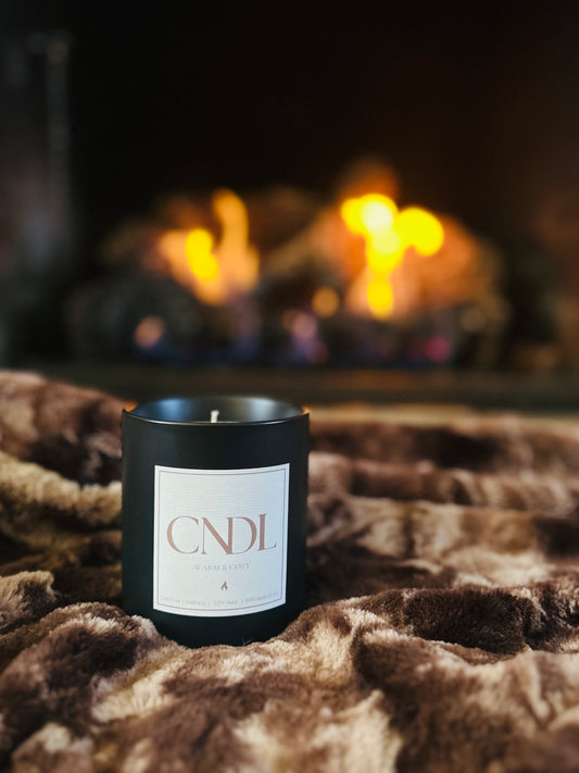 Warm & Cozy Custom Candle - 12 oz. Black Ceramic