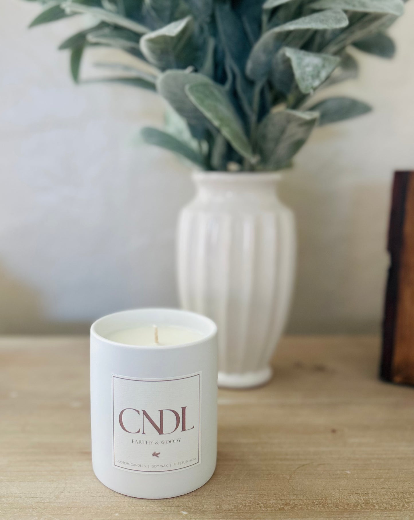 Earthy & Woody Custom Candle - 12 oz. White Ceramic