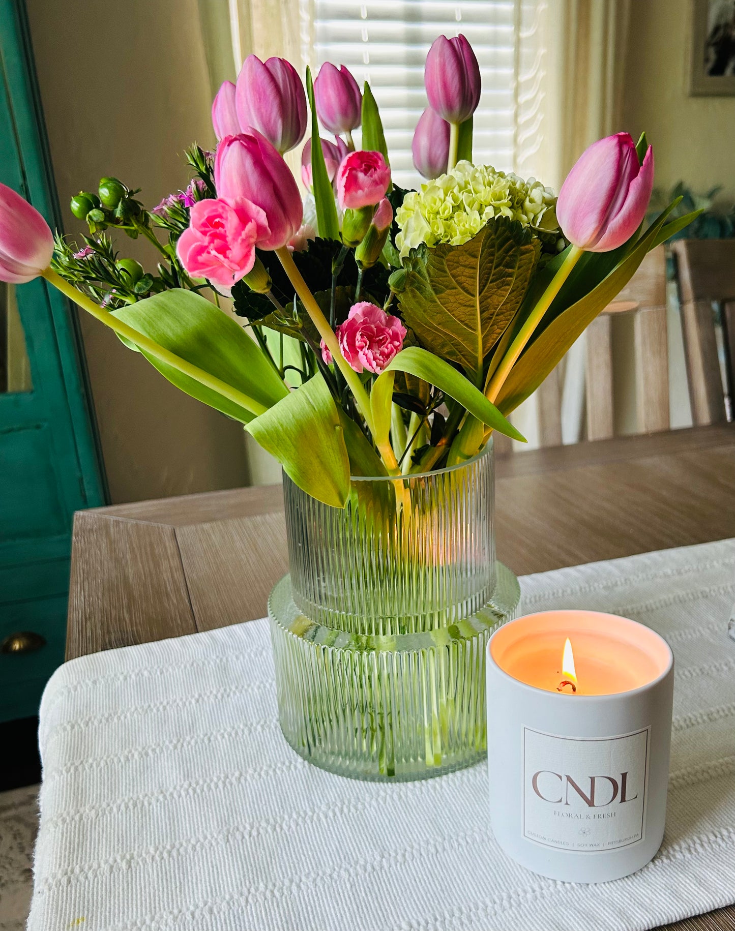 Flowers on the Coast Soy Wax Candle - 9.5 oz. Glass Tumbler Jar