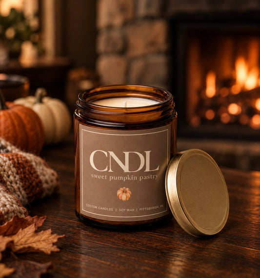 Sweet Pumpkin Pastry Soy Wax Candle - 7 oz. Amber Glass Jar